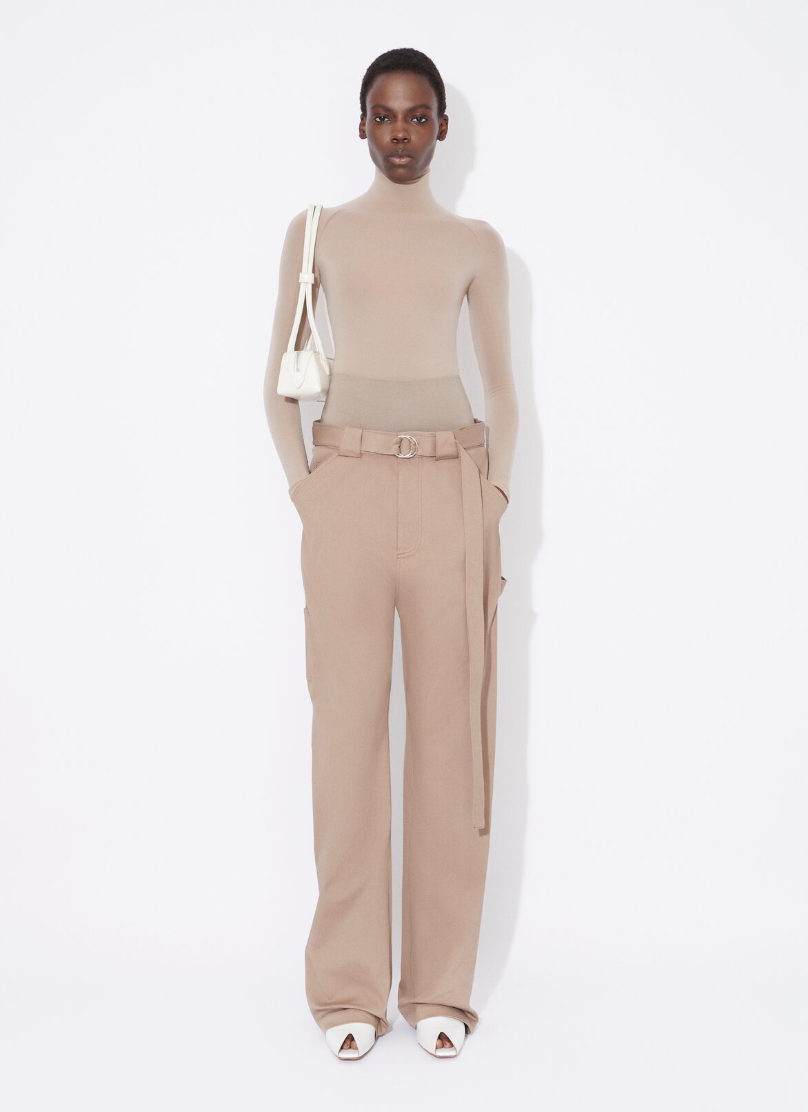 CARGO TROUSERS WITH KNIT BAND ALAÏA TAN CARGO TROUSERS WITH KNIT BAND